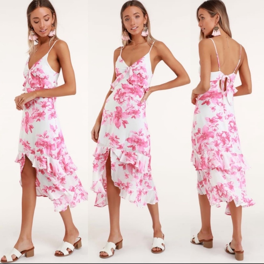 NWT Lulus Island Time Pink White Dress